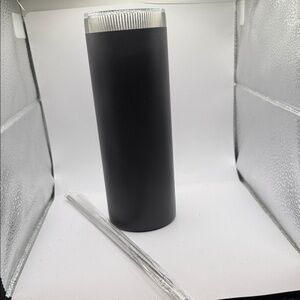 20 oz Matte Black Stainless Steel Tumbler with Clear Lid